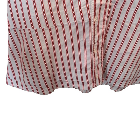 DEREK LAM 10 CROSBY Blue/Red Striped Dress Ruffle Shirtdress Sleeveless - Sz 16 - Picture 6 of 16